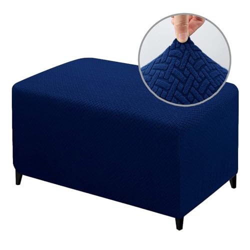 ABZDUNG Stretch Rechteckiger Pouf-Bezug Rechteckiger Fußhocker-Schonbezug Ottoman-Bezug Pouf-Fußhocker-Bezug(Blu Navy,Small) von ABZDUNG