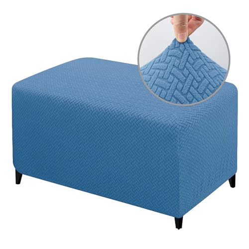 ABZDUNG Stretch Rechteckiger Pouf-Bezug Rechteckiger Fußhocker-Schonbezug Ottoman-Bezug Pouf-Fußhocker-Bezug(Blu Polveroso,X-Large) von ABZDUNG