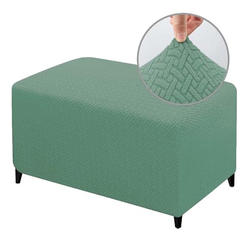 ABZDUNG Stretch Rechteckiger Pouf-Bezug Rechteckiger Fußhocker-Schonbezug Ottoman-Bezug Pouf-Fußhocker-Bezug(Fagiolo Verde,M) von ABZDUNG