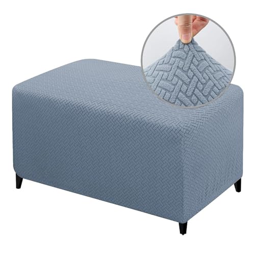 ABZDUNG Stretch Rechteckiger Pouf-Bezug Rechteckiger Fußhocker-Schonbezug Ottoman-Bezug Pouf-Fußhocker-Bezug(Grigio Cenere,Small) von ABZDUNG
