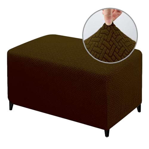 ABZDUNG Stretch Rechteckiger Pouf-Bezug Rechteckiger Fußhocker-Schonbezug Ottoman-Bezug Pouf-Fußhocker-Bezug(Marrone Scuro,Large) von ABZDUNG