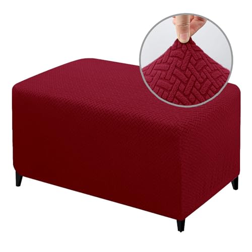ABZDUNG Stretch Rechteckiger Pouf-Bezug Rechteckiger Fußhocker-Schonbezug Ottoman-Bezug Pouf-Fußhocker-Bezug(Vino Rosso,Large) von ABZDUNG