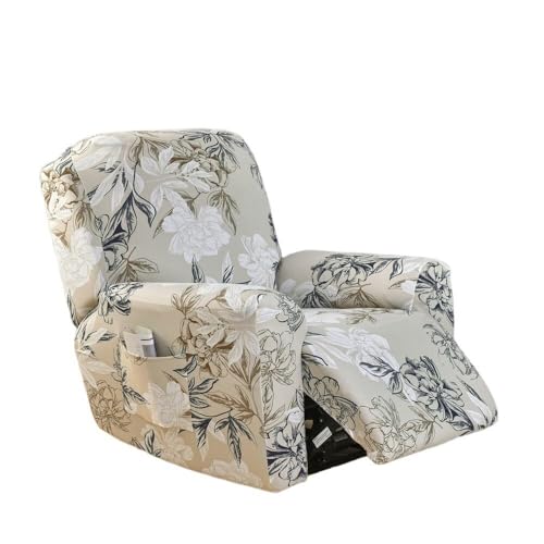 ABZDUNG Stretch Sesselbezug Sessel Schonbezug, 4 Teiliger Relaxsesselbezug, Kompletter Relaxsessel Sitzbezug mit Taschen(D) von ABZDUNG