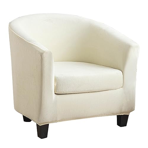 ABZDUNG Stretch-Sesselhussen for Chesterfield-Sessel, 1-Sitzer, Samt, Tüll, Stuhlhussen, 2-teilig, Cocktail-Club-Sesselbezug, Braun(Beige) von ABZDUNG