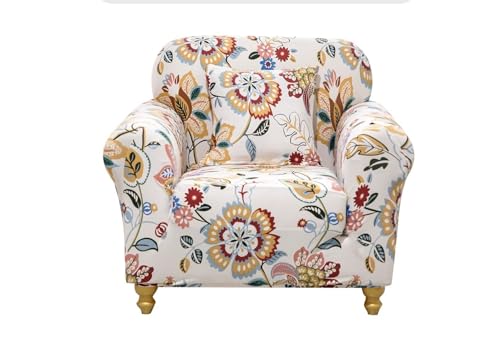 ABZDUNG Stretch-Sofabezug, 1-Sitzer-Sofa-Schonbezug mit Armlehnen, mit 2 Kissenbezügen, modernes Muster, Sofabezug, universeller, Rutschfester, waschbarer Sofaschoner(G,1 Posto+Copricuscini*2) von ABZDUNG