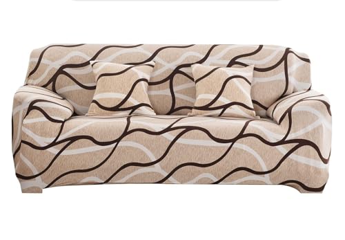 ABZDUNG Stretch-Sofabezug, 1-Sitzer-Sofa-Schonbezug mit Armlehnen, mit 2 Kissenbezügen, modernes Muster, Sofabezug, universeller, Rutschfester, waschbarer Sofaschoner(Large,3 Posti+Copricuscini*2) von ABZDUNG