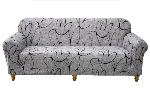 ABZDUNG Stretch-Sofabezug, 1-Sitzer-Sofa-Schonbezug mit Armlehnen, mit 2 Kissenbezügen, modernes Muster, Sofabezug, universeller, Rutschfester, waschbarer Sofaschoner(N,4 Posti+Copricuscini*2) von ABZDUNG