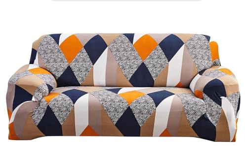ABZDUNG Stretch-Sofabezug, 1-Sitzer-Sofa-Schonbezug mit Armlehnen, mit 2 Kissenbezügen, modernes Muster, Sofabezug, universeller, Rutschfester, waschbarer Sofaschoner(Y,4 Posti+Copricuscini*2) von ABZDUNG