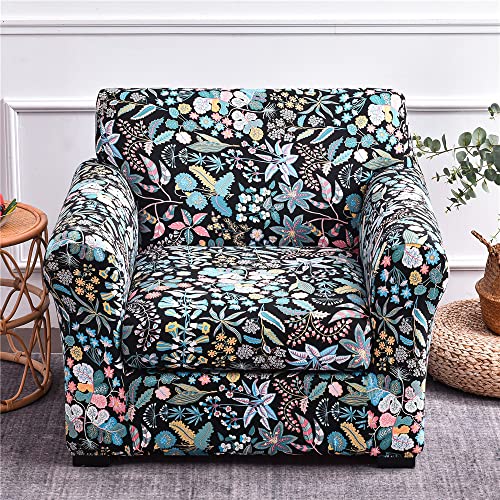 ABZDUNG Stretch-Sofabezug for 1-Sitzer mit Armlehnen, Sofa-Schonbezug mit separaten Kissen, universelle Elegante Sofabezüge mit Blumen-Sofabezug(B,1 Posti) von ABZDUNG