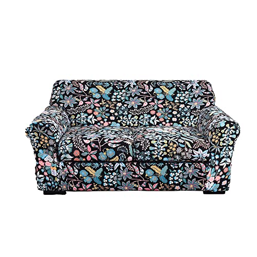 ABZDUNG Stretch-Sofabezug for 1-Sitzer mit Armlehnen, Sofa-Schonbezug mit separaten Kissen, universelle Elegante Sofabezüge mit Blumen-Sofabezug(B,2 Posti) von ABZDUNG