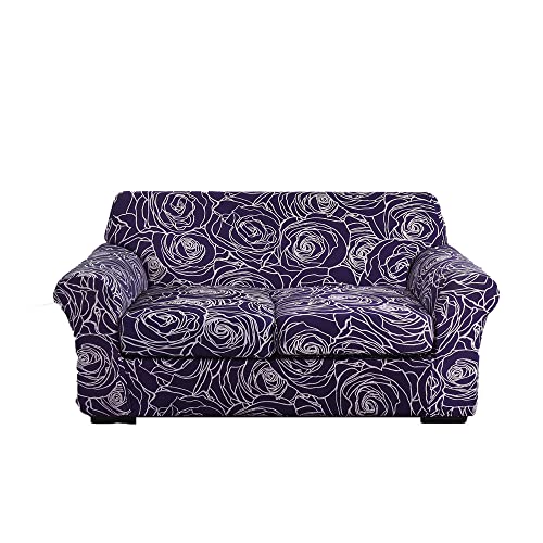 ABZDUNG Stretch-Sofabezug for 1-Sitzer mit Armlehnen, Sofa-Schonbezug mit separaten Kissen, universelle Elegante Sofabezüge mit Blumen-Sofabezug(C,2 Posti) von ABZDUNG