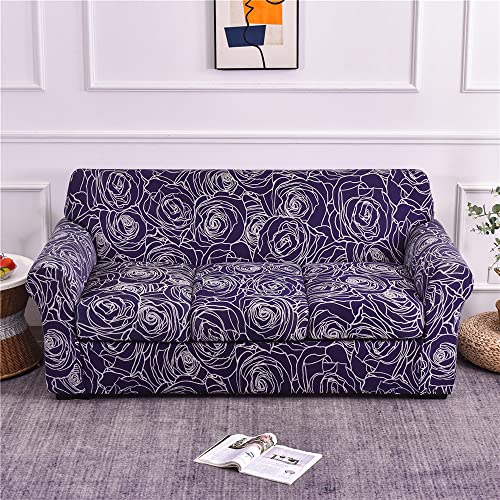 ABZDUNG Stretch-Sofabezug for 1-Sitzer mit Armlehnen, Sofa-Schonbezug mit separaten Kissen, universelle Elegante Sofabezüge mit Blumen-Sofabezug(C,3 Posti) von ABZDUNG