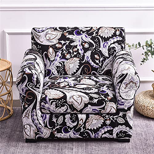 ABZDUNG Stretch-Sofabezug for 1-Sitzer mit Armlehnen, Sofa-Schonbezug mit separaten Kissen, universelle Elegante Sofabezüge mit Blumen-Sofabezug(K,1 Posti) von ABZDUNG