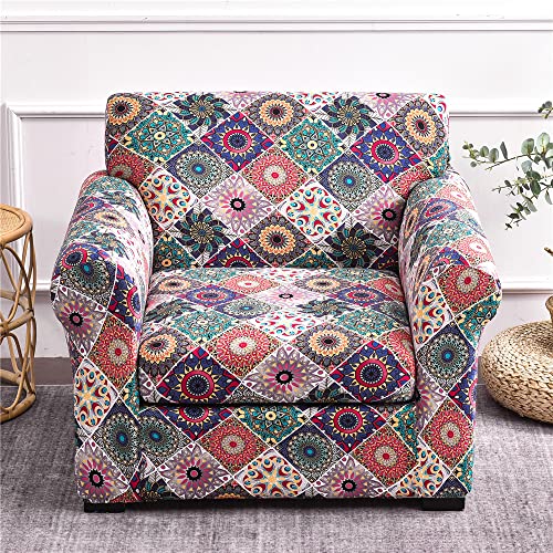 ABZDUNG Stretch-Sofabezug for 1-Sitzer mit Armlehnen, Sofa-Schonbezug mit separaten Kissen, universelle Elegante Sofabezüge mit Blumen-Sofabezug(V,1 Posti) von ABZDUNG