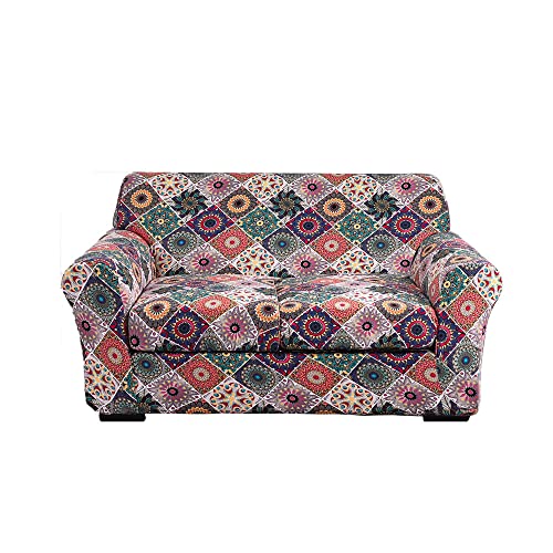 ABZDUNG Stretch-Sofabezug for 1-Sitzer mit Armlehnen, Sofa-Schonbezug mit separaten Kissen, universelle Elegante Sofabezüge mit Blumen-Sofabezug(V,2 Posti) von ABZDUNG
