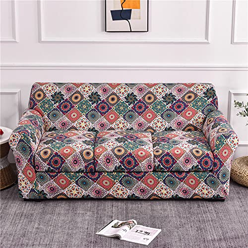 ABZDUNG Stretch-Sofabezug for 1-Sitzer mit Armlehnen, Sofa-Schonbezug mit separaten Kissen, universelle Elegante Sofabezüge mit Blumen-Sofabezug(V,3 Posti) von ABZDUNG