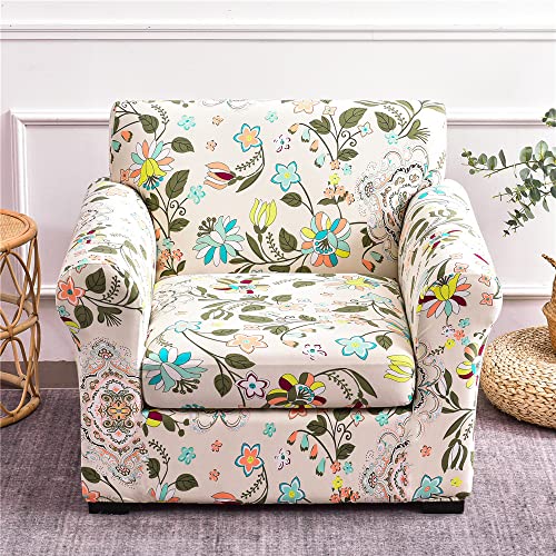 ABZDUNG Stretch-Sofabezug for 1-Sitzer mit Armlehnen, Sofa-Schonbezug mit separaten Kissen, universelle Elegante Sofabezüge mit Blumen-Sofabezug(X,1 Posti) von ABZDUNG