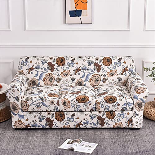 ABZDUNG Stretch-Sofabezug for 1-Sitzer mit Armlehnen, Sofa-Schonbezug mit separaten Kissen, universelle Elegante Sofabezüge mit Blumen-Sofabezug(Z,3 Posti) von ABZDUNG