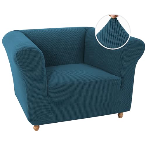 ABZDUNG Stretch-Sofabezug for Chesterfield-Sofa, 1-teilig, Couchbezug for Wohnzimmer, weicher, Rutschfester Sofabezug, Möbelschutz for Hunde, mit dickem Jacquard-Stoff(Teal Blue,Chair) von ABZDUNG