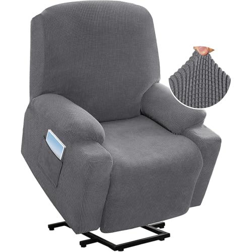 ABZDUNG Stretch-Sofabezug for Relaxsessel mit elektrischer Hebefunktion, passender Standard-Sofabezug for große Power-Lift-Sessel mit Seitentasche, weicher, Dicker Jacquard-Stoff(Gray) von ABZDUNG