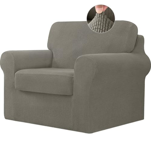 ABZDUNG Stretch-Sofabezug mit separaten Kissen- und Rückenlehnenbezügen, Jacquard-Spandex-Stoff, Sofa-Schonbezug for Wohnzimmermöbelschutz(Olive Green,1-Seater) von ABZDUNG