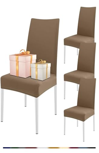 ABZDUNG Stretch-Stuhlhussen mit Rückenlehne, 2 Stück, Spandex-Esszimmerstuhlbezug, universeller Küchenstuhl-Schonbezug, waschbar, Heimdekoration, Küche(Marrone Rossastro,4pcs) von ABZDUNG