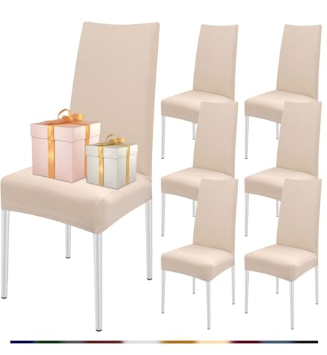 ABZDUNG Stretch-Stuhlhussen mit Rückenlehne, 2 Stück, Spandex-Esszimmerstuhlbezug, universeller Küchenstuhl-Schonbezug, waschbar, Heimdekoration, Küche(Snow,6pcs) von ABZDUNG