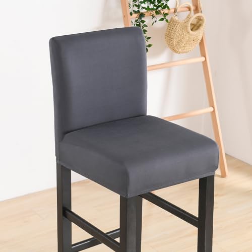 ABZDUNG Stuhlbezüge mit kurzer Rückenlehne, Barstuhlbezüge, Hockerbezüge mit niedriger Rückenlehne(Grigio Scuro,6 pezzi) von ABZDUNG