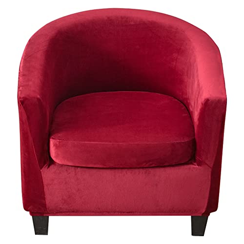 ABZDUNG Stuhlhussen Clubsessel Sitzbezüge 2 Stück 1er Stuhlhusse Chesterfield Stuhlhusse 1er Cocktailsessel Barstuhlhussen Tullsta Weiß(Vino Rosso A) von ABZDUNG
