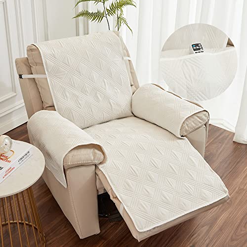 ABZDUNG Universal-Bezug for elektrischen Liegesessel mit Taschen, 1-Sitzer-Liegestuhl-Sitzbezug mit Gummiband, waschbare Stuhlbezüge(Beige) von ABZDUNG