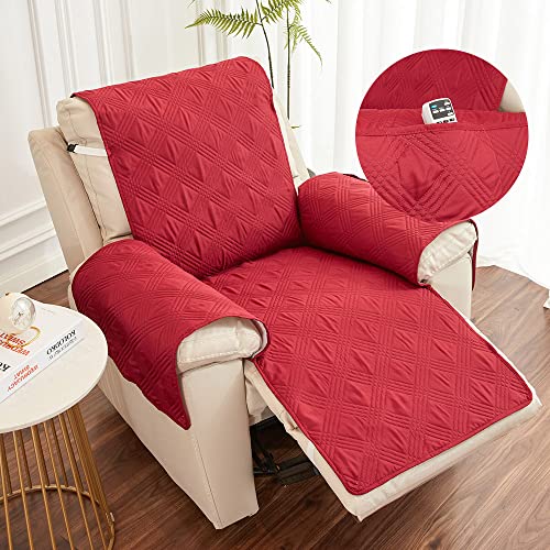 ABZDUNG Universal-Bezug for elektrischen Liegesessel mit Taschen, 1-Sitzer-Liegestuhl-Sitzbezug mit Gummiband, waschbare Stuhlbezüge(Rosso) von ABZDUNG