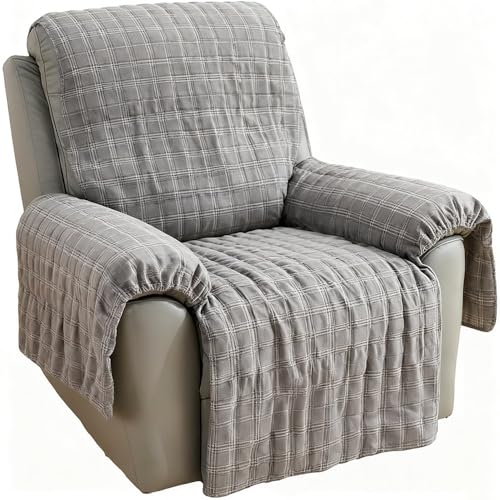 ABZDUNG Verbesserter Sesselbezug mit Taschen, Plüsch-Rutschfester Sesselbezug, Superweicher, waschbarer Sofabezug, Möbelschutzbezug for Kinder und Haustiere(Gray,116 * 190CM) von ABZDUNG