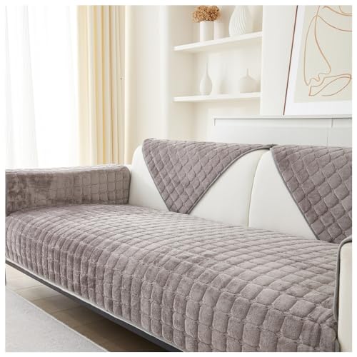 ABZDUNG Verdickter Sofabezug for 1/2/3/4 Sitzer, Rutschfester Sofaschutz aus Flanell in L-Form, Couchbezug, Möbelschutz for das Wohnzimmer(Khaki,110 * 240cm) von ABZDUNG