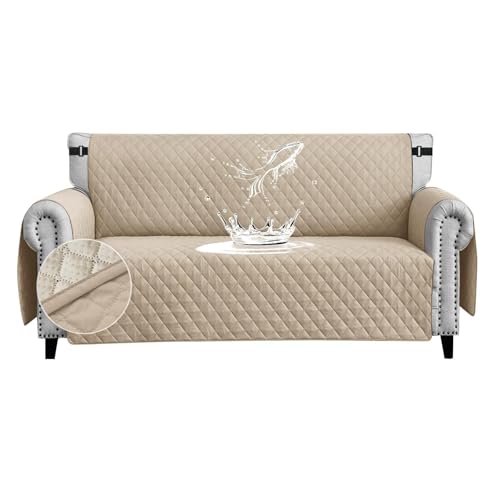 ABZDUNG Wasserdichter Sofabezug, 1 Sitzer, Dicker, gesteppter Sofabezug, wendbar, mit Seitentaschen, schmutzabweisend, Kratzfest, for Hunde und Katzen, moderner Sofaschoner(Beige,2 Posti) von ABZDUNG