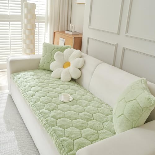 ABZDUNG Weiche Flanell-Sofabezüge, weicher und Flauschiger Rutschfester Couchschutz, waschbarer Haustier-Sofabezug for große Hunde, 2-/3-/4-Sitzer-Möbelschutz for das Wohnzimmer(Green,70 * 210cm) von ABZDUNG