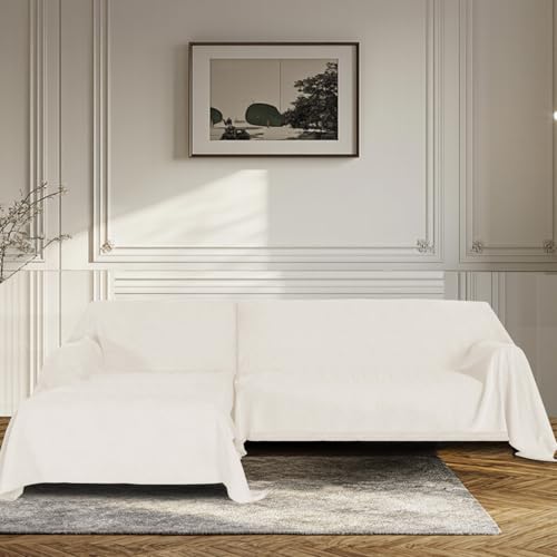 ABZDUNG wasserdichte Stuhlbezüge, Chenille-Sofabezug for Liegesessel, Sesselbezug for Wohnzimmer, Hunde, Möbelschutz, Ecksofabezug, wendbare L-förmige Sofabezüge(Beige,180 x 280cm Plus 180 x 280cm) von ABZDUNG