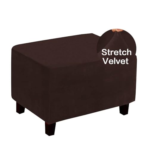 Ottomanenbezug, rechteckig, Samt, Stretch-Schonbezug for Fußhocker, einfarbiger Hockerschutzbezug mit elastischer Unterseite, staubdichte, abnehmbare und waschbare Bezüge for Fußstützen-Poufs(Brown,La Ottomanenbezug, rechteckig, Samt, Stretch-Schonbezug for Fußhocker, einfarbiger Hockerschutzbezug mit elastischer Unterseite, staubdichte, abnehmbare und waschbare Bezüge for Fußstützen-Poufs(Brown,La von ABZDUNG