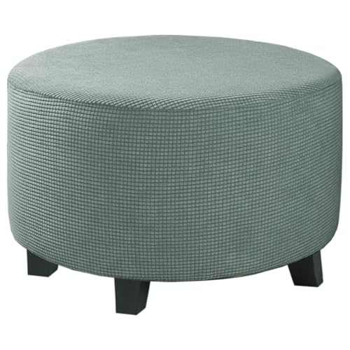 Runder Ottomanenbezug, Fußhockerbezug aus Stretch-Jacquard-Stoff, einfarbiger Hockerschutzbezug mit elastischer Unterseite, staubdichte, abnehmbare und waschbare Fußstützen-Pouf-Bezüge(Pea Green,Large Runder Ottomanenbezug, Fußhockerbezug aus Stretch-Jacquard-Stoff, einfarbiger Hockerschutzbezug mit elastischer Unterseite, staubdichte, abnehmbare und waschbare Fußstützen-Pouf-Bezüge(Pea Green,Large von ABZDUNG