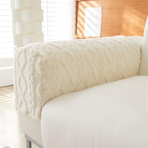 Sofa-Armlehnenschoner, 2 Stück, Plüsch-Jacquard-Armlehnenbezüge, dehnbarer Stuhl-Couch-Armschutz, Stretch-Passform, Sofa-Armlehnenkappen-Schonbezüge, for Sessel, Sofas, rutschfeste Sessel(White) von ABZDUNG