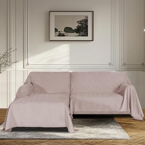 Wasserdichte Stuhlbezüge, Chenille-Sofabezug for Liegesessel, Sesselbezug for Wohnzimmer, Hunde, Möbelschutz, Ecksofabezug, wendbare L-förmige Sofabezüge(Light Camel,180 x 280cm plus 180 x 230cm) von ABZDUNG