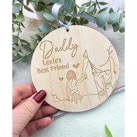 Papa & Tochter Meine Beste Freundin Personalisierte Runde Plakette - Vatertagsgeschenke Für Papa Geschenk Linienzeichnung von ABeautifulSignShop