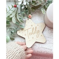 Personalisierter Namens-stern Aus Holz - Weihnachtsbaumschmuck Weihnachtsgeschenkanhänger Weihnachtsdeko Kinder Festliche Ornamente von ABeautifulSignShop