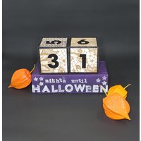 Halloween Countdown Blöcke Aus Holz - Groß Schwarz von ABitOfGlueAndPaper