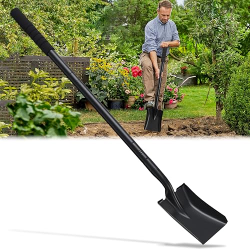 Kleine Spaten Garten zum Graben, Spaten Schaufel Strand Schaufeln mit 110cm Griff, Heavy Duty Portable Metall Gartenschaufel für Camping Graben Einfassung, Strand Sand verwenden, Schwarz von ABtool