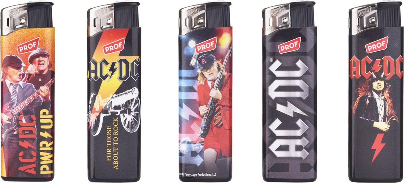 AC/DC Feuerzeug 5x Mehrwegfeuerzeug AC/DC Fanartikel Geschenkidee im Set (5-St., 5 Stück), AC/DC Fanartikel Rock and Roll von AC/DC