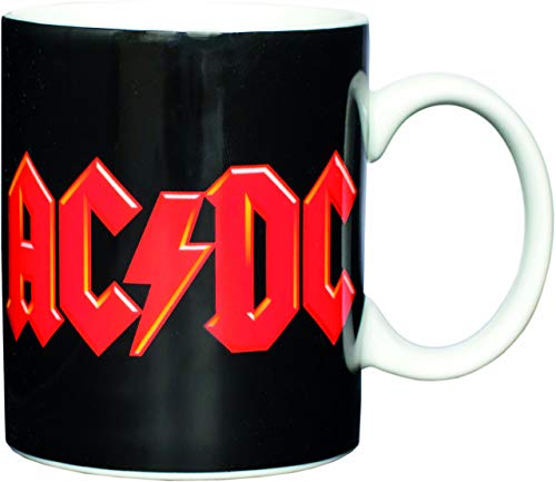 AC/DC Kaffeetasse Logo, Porzellan, schwarz, 8 cm, 1 Stück (1er Pack) von AC/DC