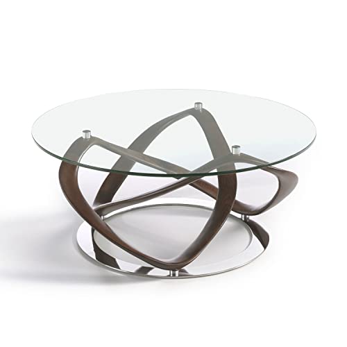 Angel CERDÁ - Runder Couchtisch aus gehärtetem Glas und Massivholz, Farbe Walnuss, runde Basis aus verchromtem Stahl. Angel CERDÁ - Runder Couchtisch aus gehärtetem Glas und Massivholz, Farbe Walnuss, runde Basis aus verchromtem Stahl. von AC ANGEL CERDÁ