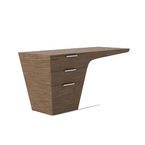 Angel CERDÁ | Schreibtisch aus Walnussholz mit seitlichen Schubladen, Griffe aus Edelstahl, Basis aus verchromtem Stahl, moderner Stil von AC ANGEL CERDÁ
