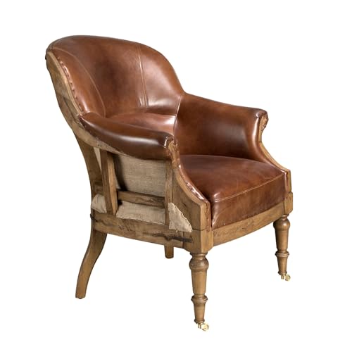 Angel CERDÁ – Sessel mit Armlehnen – Bequemes und Zeitloses Design – 73 x 89 x 93 cm – Bezogen mit Rindsleder in Cognacbraun und Beinen aus Nussbaumholz von AC ANGEL CERDÁ