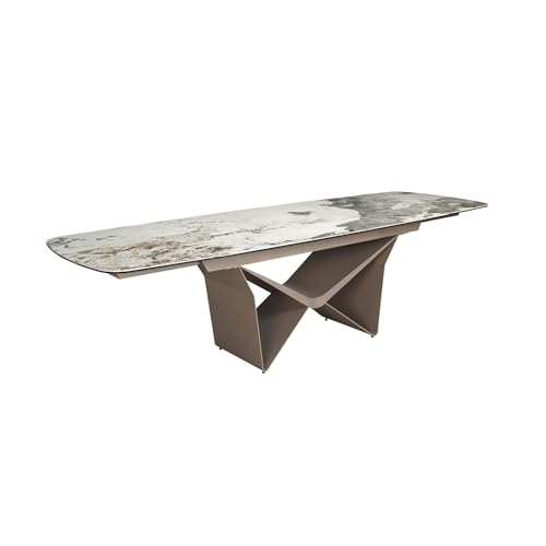 Ángel Cerdá – Ausziehbarer Rechteckiger Esstisch – Zeitgenössisches, Funktionales und Künstlerisches Design – 200 X 100 X 76 cm – Grau Marmorierte Porzellanmarmorplatte von AC ANGEL CERDÁ